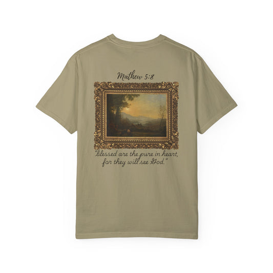 Christian Artwork Unisex T-Shirt with Mathew 5:8 Verse